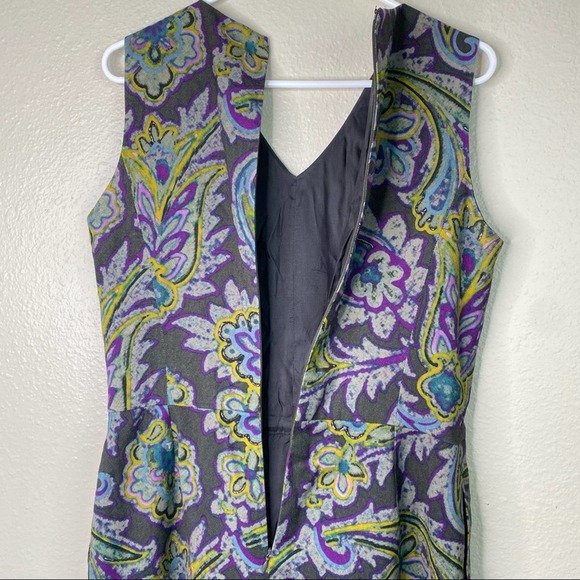 Etro Wool Paisley & Floral V-Neck Sleeveless Sheath Dress - Picture 4 of 7